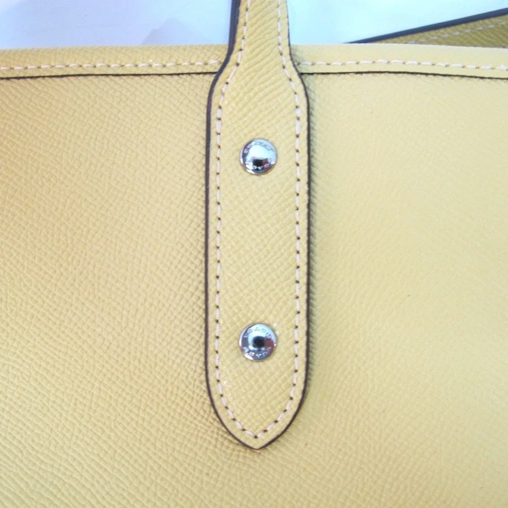Coach Medium Cross Grain City Zip Top‎ Tote Women's Handbag Yellow F58846 NEW